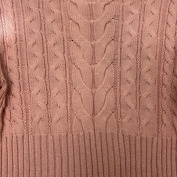 AXCESS sweater, dusty pink size medium, all cotton, turtleneck, cable knit - Picture 4 of 7